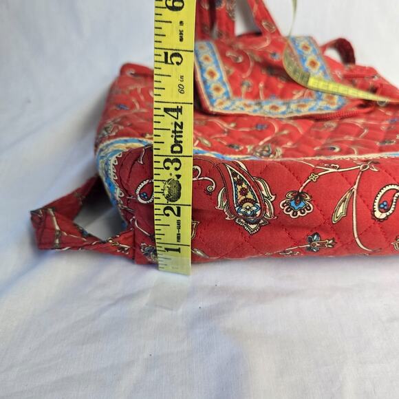Naturalizer Quilted Drawstring Backpack Shoulder Tote Red Paisley Multi-Color - Picture 12 of 13
